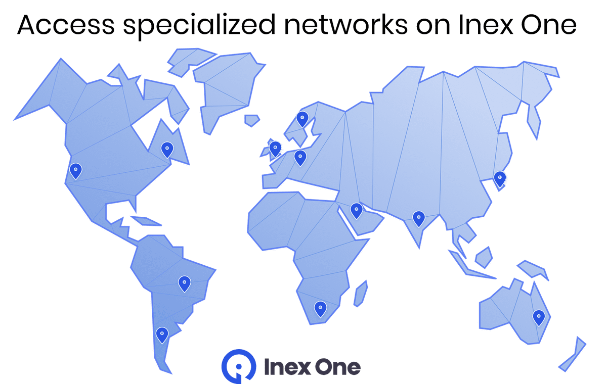 World map with expert networks available on Inex One